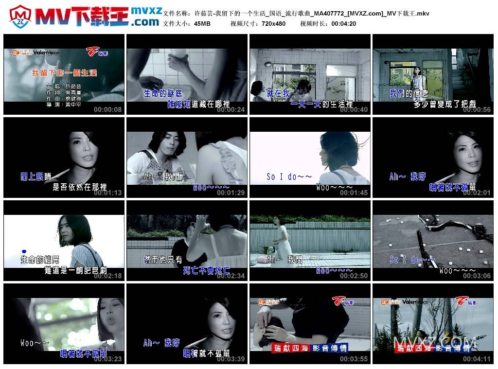 许茹芸-我留下的一个生活_国语_流行歌曲_MA407772